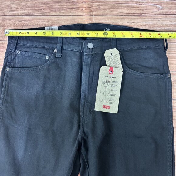 Levis Mens Western Fit Stretch Straight Leg Jeans W38 L32 Black - Picture 4 of 13